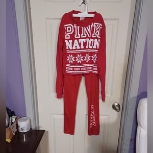 PINK Victoria's Secret Red Pajama Set Size Xs